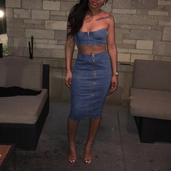 oh polly denim two piece